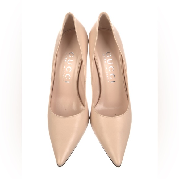 Gucci Leather Pumps Elegant Beige/pink Stiletto Heels - Picture 5 of 10